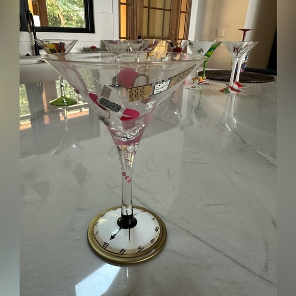 Lolita Other - LOLITA “It’s 5 O’clock Somewhere” Hand-Painted Martini Glass